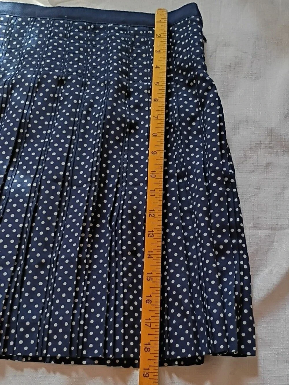 J. Crew Women's Navy and White Polka Dot Pleated Skirt Size 10